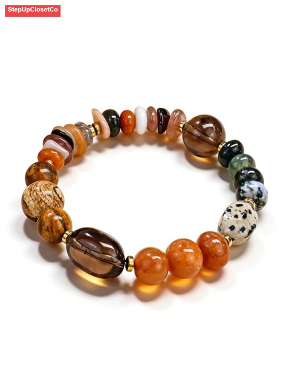 Boho Stretch Gemstone Bracelet Natural Healing Crystals Reiki Chakra Beaded